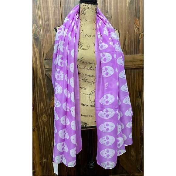 Raj Anthro Purple Skull Cotton Scarf Scarves Wrap - Picture 1 of 3